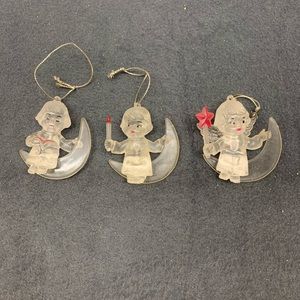 Vintage Angel on the Moon Christmas Ornaments Set of 3